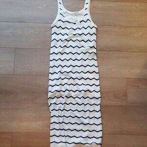 LOFT Navy and White Chevron Maxi Dress